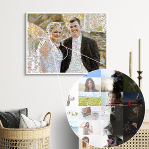 Mosaïque photo personnalisée - Cadeau de mariage unique pour votre maison