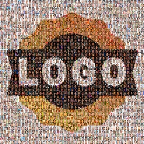 Logo d'entreprise en mosaïque de photos pour bureaux et événements