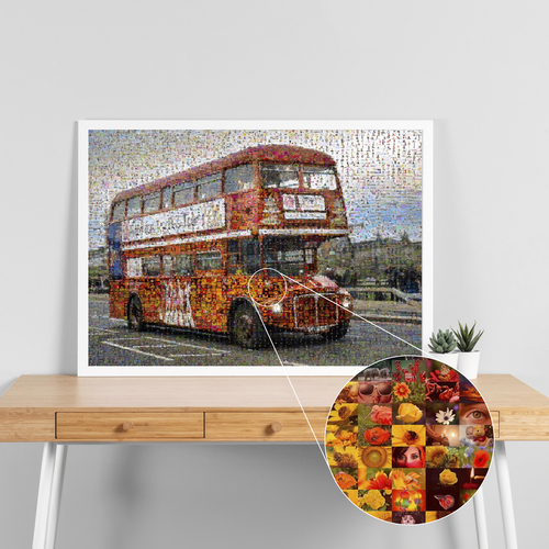 Fotomosaik Londoner Doppeldeckerbus-Erinnerungen