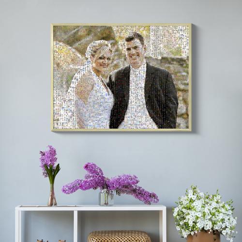 Mosaïque photo personnalisée - Cadeau de mariage unique pour votre maison